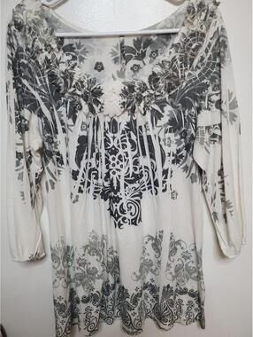 Espresso Women's XL Floral Patterned Long Sleeve Tunic Top